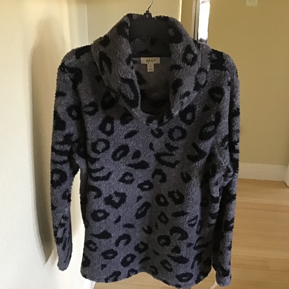 Chenille cowl neck sweater